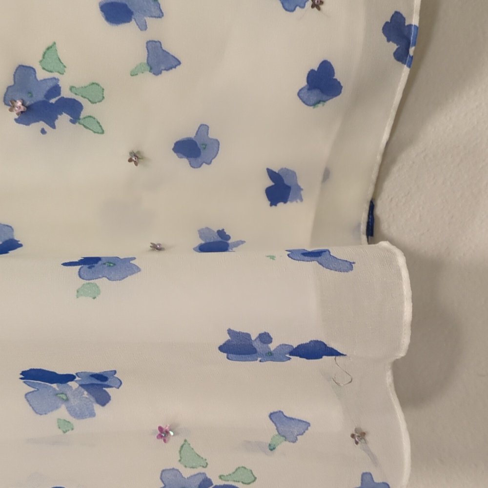 MSSP Max Studio Floral Dress - Elegant White with Blue Accents - Picture 4 of 14